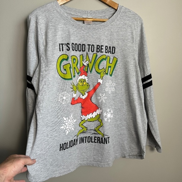 The Grinch Holiday Gray Christmas Long Sleeve T-Shirt Size 2X Good to be Bad - Picture 1 of 11